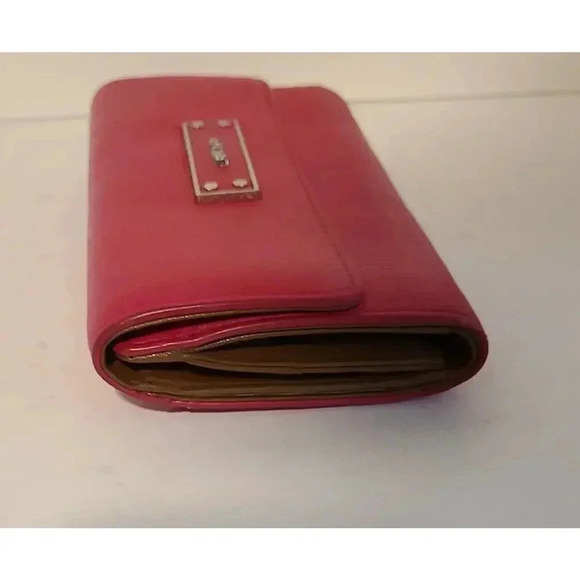VINTAGE DKNY DONNA KARAN TRIFOLD PINK LEATHER WALLET - Picture 4 of 8